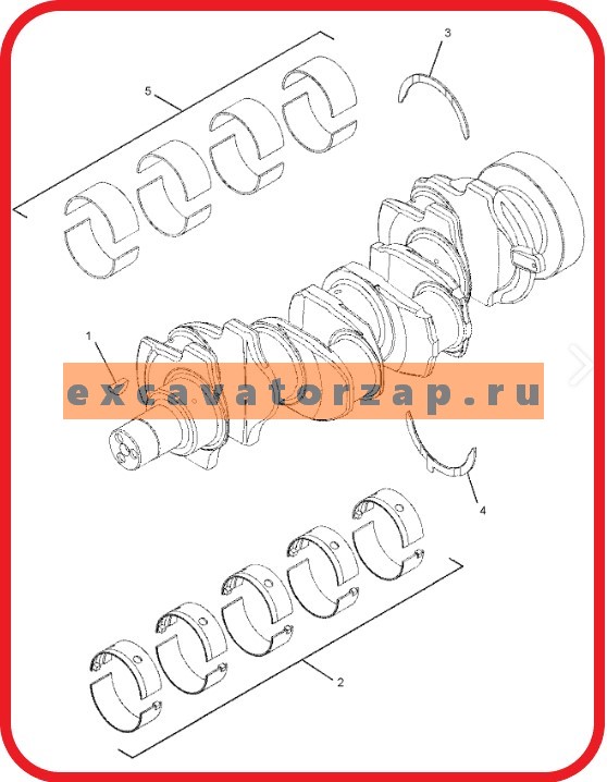 Коленчатый вал (коленвал) 232-7400, 2327400 в сборе (Perkins) двигателя экскаватора погрузчика CAT428, CAT432, CAT444