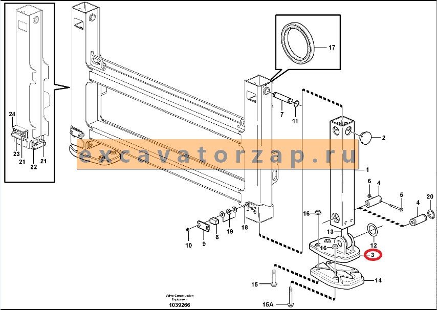 Опора аутригера VOE11882981 экскаватора погрузчика Volvo BL61, BL71