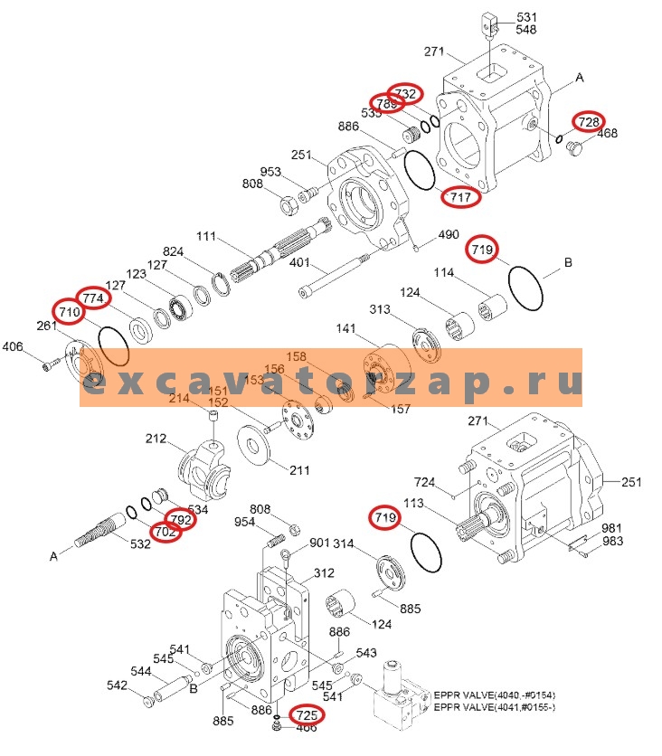 Ремкомплект гидронасоса 31Q9-10040-BK экскаватора HYUNDAI R330LC9S