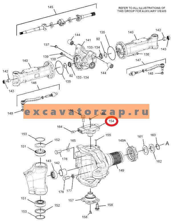 Шкворень верхний ZGAQ-02904 переднего моста экскаватора Hyundai HW140, R140W9, R140W9A, R140W9S