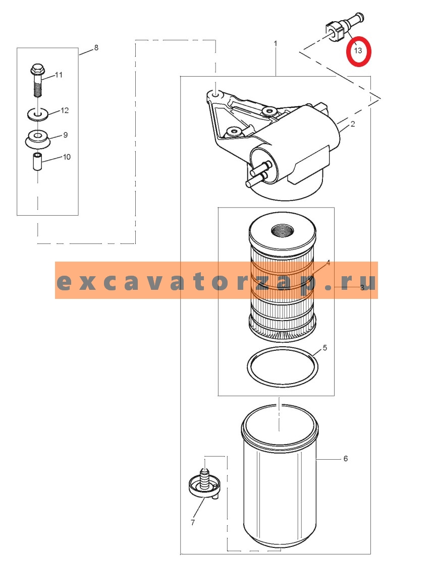 Штуцер F01/37620, F0137620 (переходник, коннектор, трубка) топливного насоса низкого давления экскаватора погрузчика Hidromek 102S