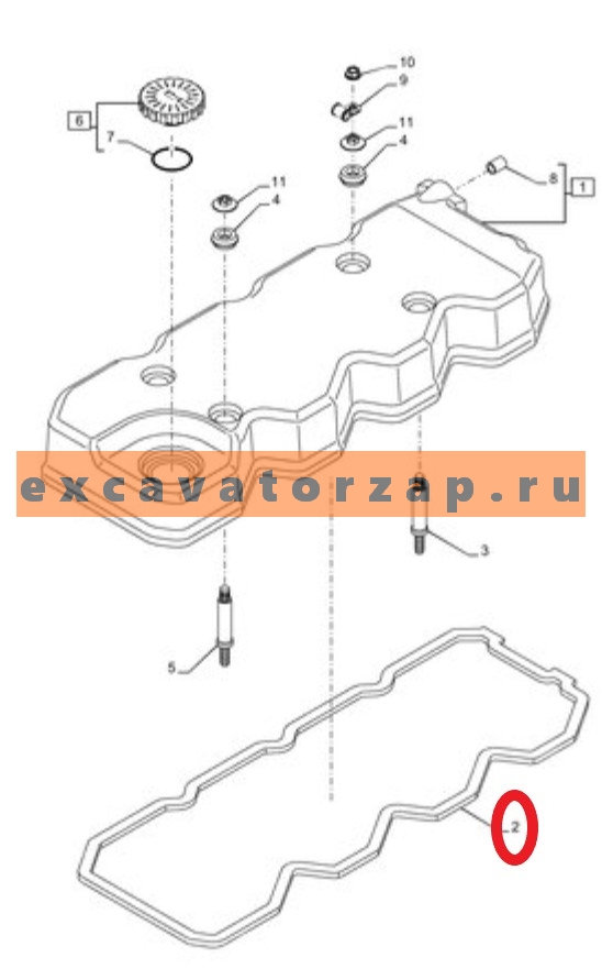 Прокладка клапанной крышки 4897568 двигателя экскаватора погрузчика New Holland b80, B90