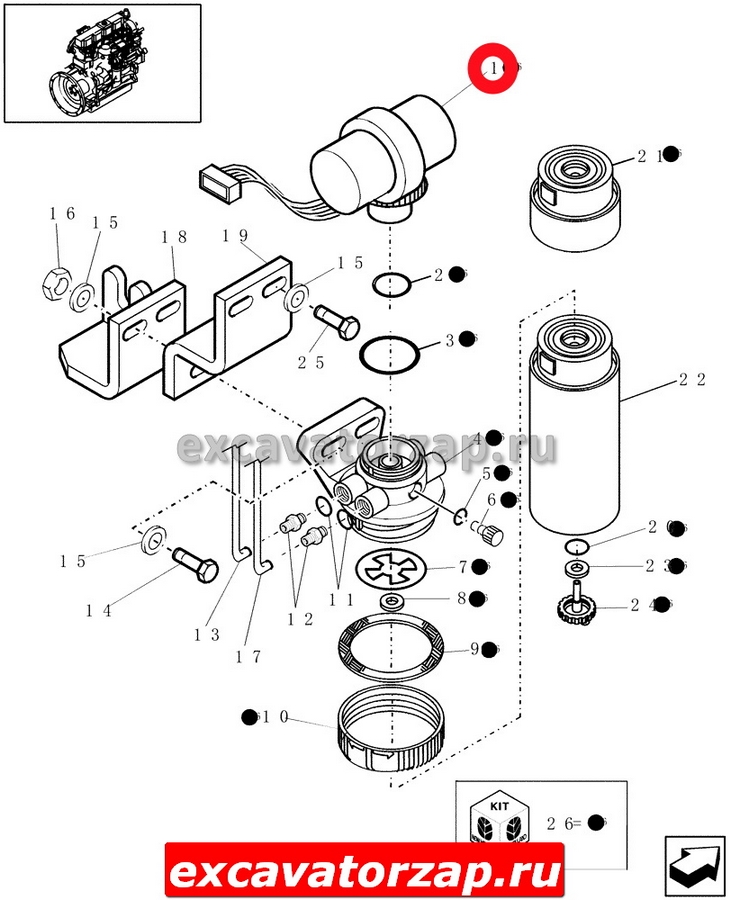 Насос подкачки топлива 87327688 экскаватора погрузчика New Holland B90, B100, B110, B115