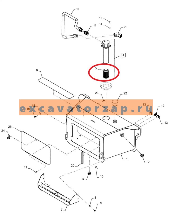 Фильтр гидравлический BU4430037 экскаватора погрузчика New Holland B115