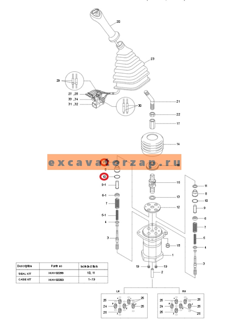 Ремкомплект XKAY-02259 (рычага управления) экскаваторов HYUNDAI серии HX, HW
