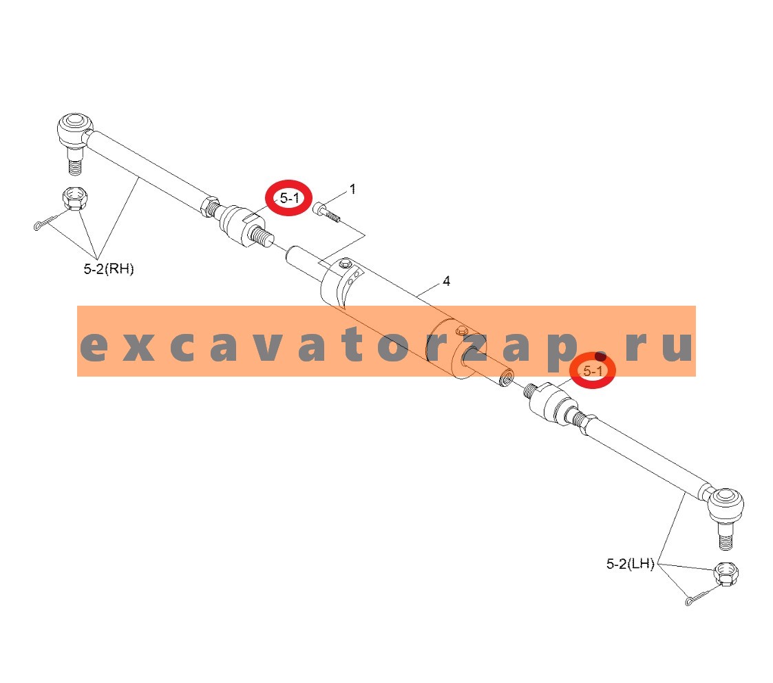 Шарнир ZTAM-00505 (граната) рулевой тяги переднего моста экскаватора HYUNDAI R140W7, R140W7A